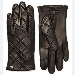 Kate Spade Black Quilted Leather Gloves